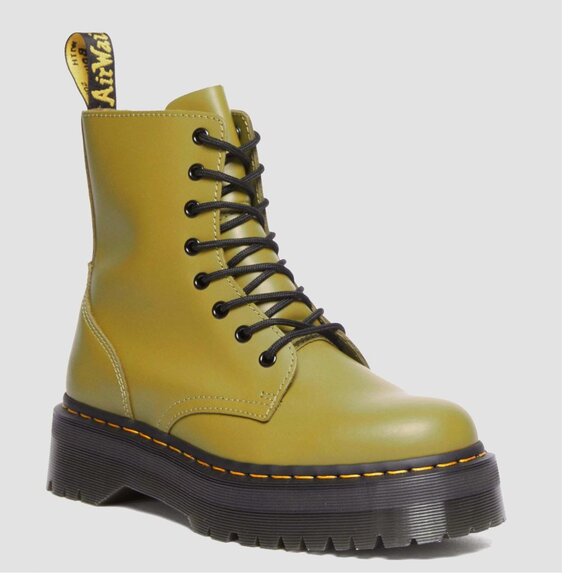 New Women's Dr. Martens Jadon Smooth Leather Boots Size 8 Antique Olive Ret $210 - Picture 1 of 7